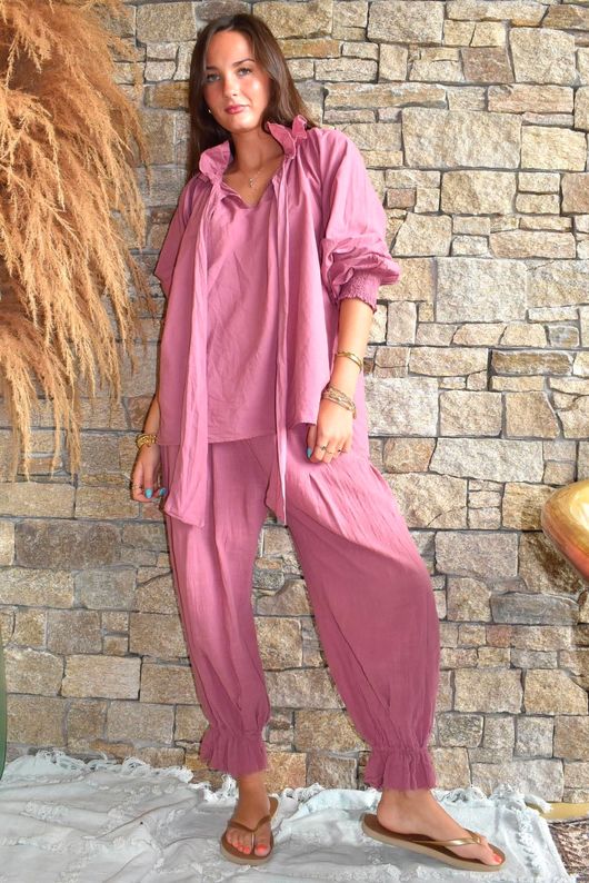 Sundaze Cheesecloth Bloomer Pant Indian Pink